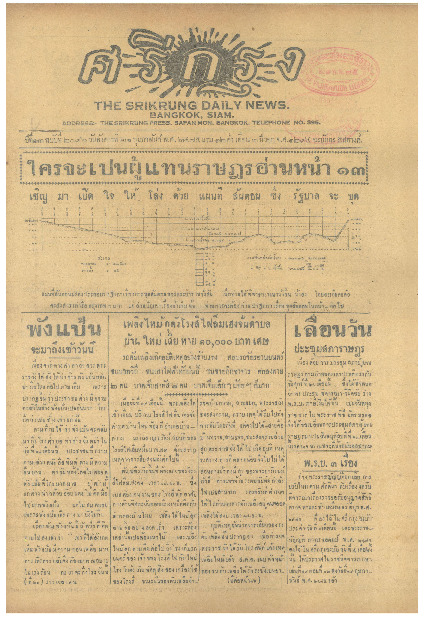 ศรีกรุง ปีที่ 13 ฉบับที่ 2096 วันอังคารที่21 กุมภาพันธ์ 2475
